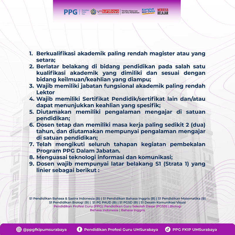 Rekrutmen Dosen Dan Guru Pamong Prodi PPG Bidang Studi PGSD FKIP ...